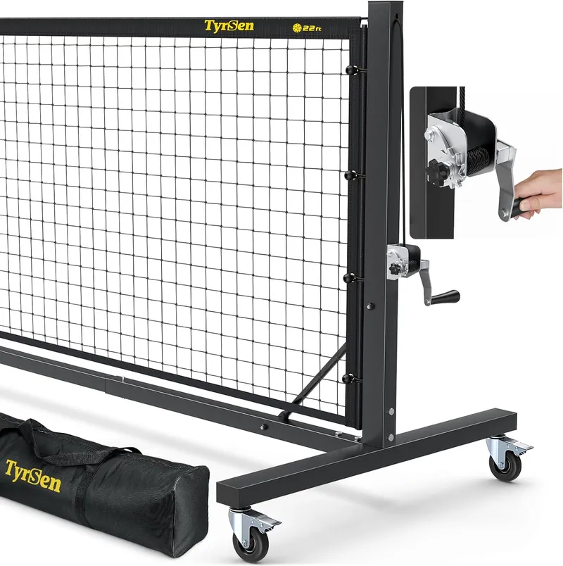 TYRSEN Pro Pickleball Net – Hand Winch Tension System, 22ft Tournament-Grade